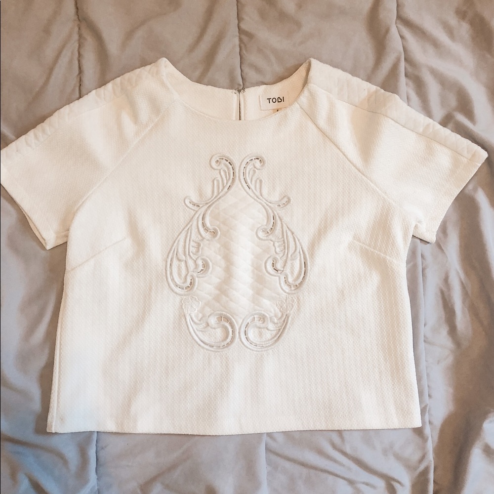 Quilted white crop top
